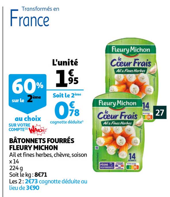 bâtonnets fourrés fleury michon