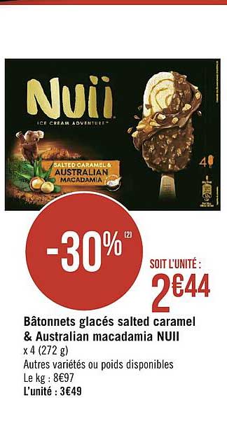 bâtonnets glacés salted caramel & australian macadamia nuii