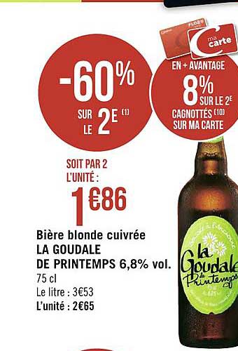 bière blonde cuivrée la goudale de printemps 6,8% vol.