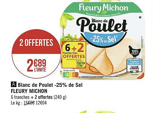 blanc de poulet -25% de sel fleury michon