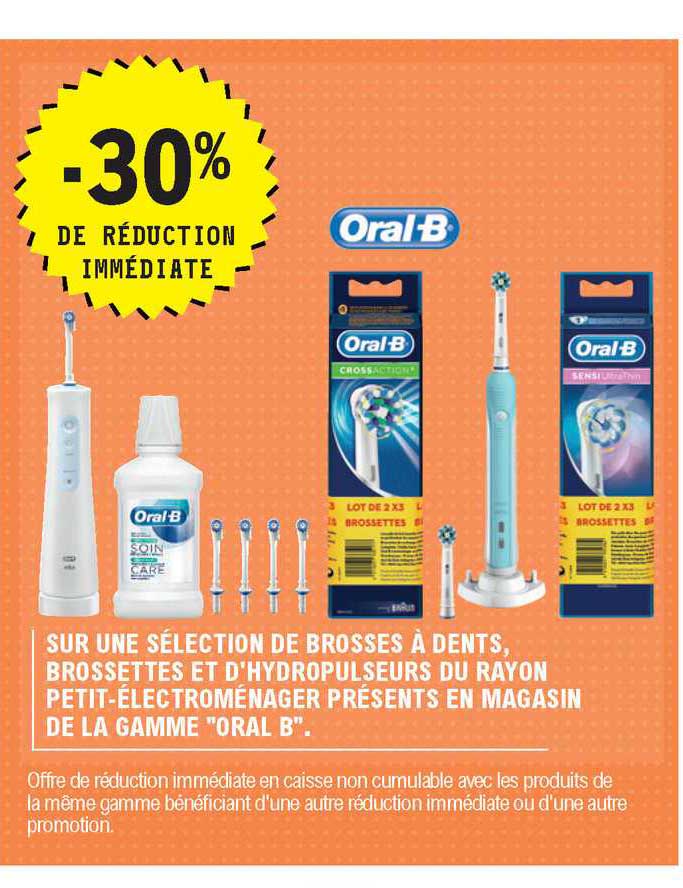 brosses à dents, brossettes et d'hydropulseurs du rayon petit-électroménager "oral-b"