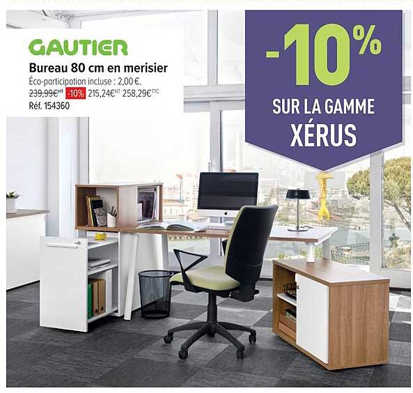 bureau 80 cm en merisier gautier