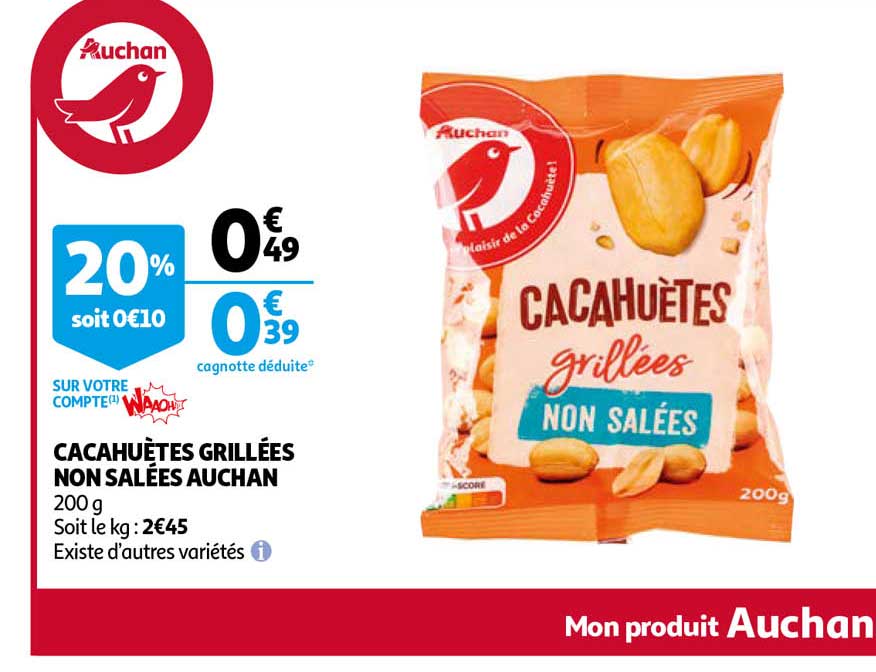 cacahuètes grillées non salées auchan