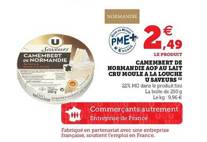 Camembert De Normandie Aop Au Lait Cru Moulé à La Louche U Saveurs