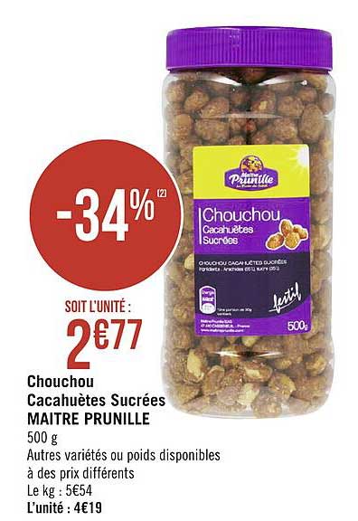Chouchou Cacahuètes Sucrées Maître Prunille