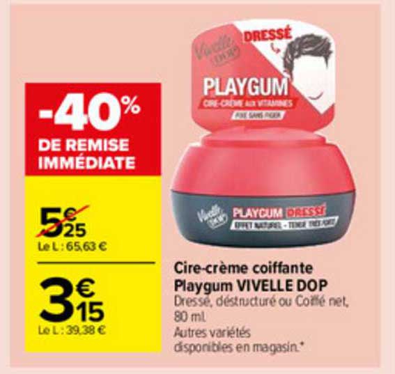 cire-crème coiffante playgum vivelle dop