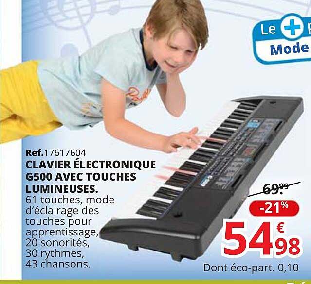 clavier électronique g500 avec touches lumineuses