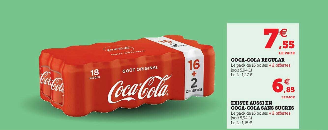 coca-cola regular , coca-cola sans sucres