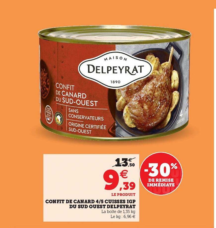 confit de canard 4-5 cuisses igp du sud ouest delpeyrat