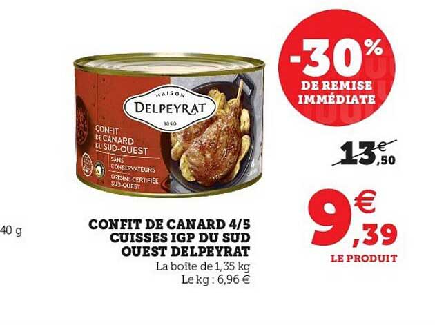 confit de canard 4-5 cuisses igp du sud ouest delpeyrat