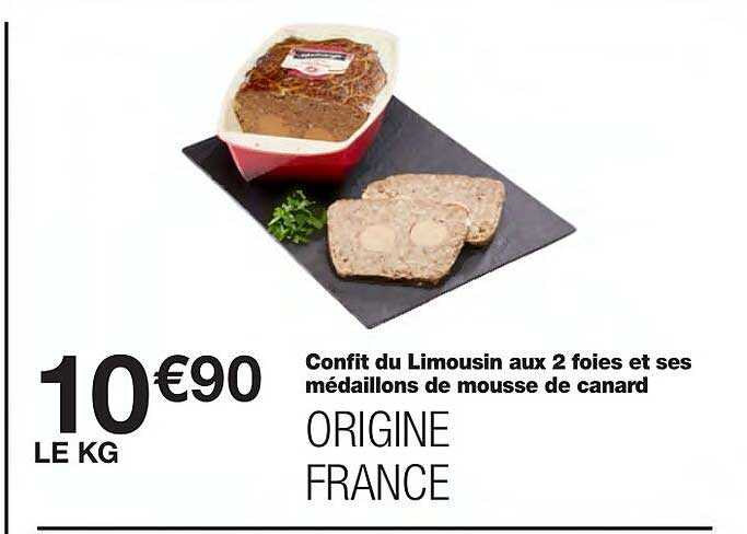 confit du limousin aux 2 foies et ses médaillons de mousse de canard