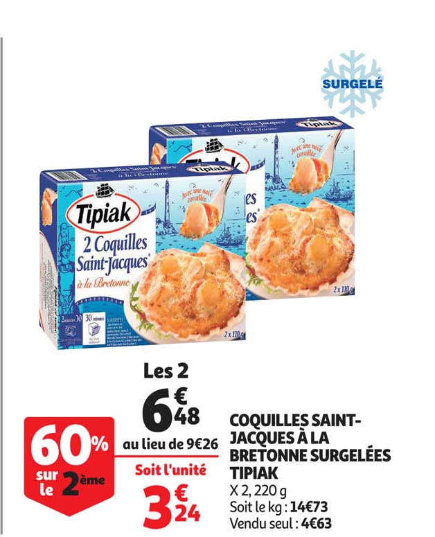 coquilles saint-jacques à la bretonne surgelées tipiak