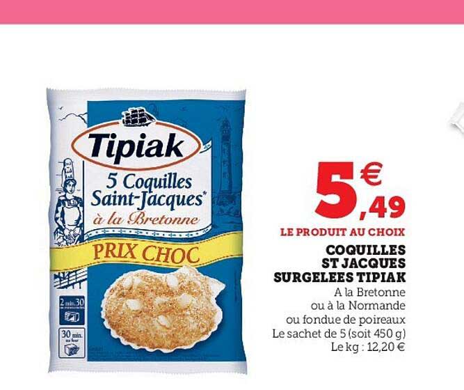 coquilles st jacques surgelées tipiak