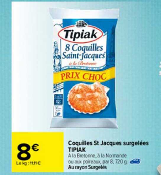 coquilles st jacques surgelées tipiak