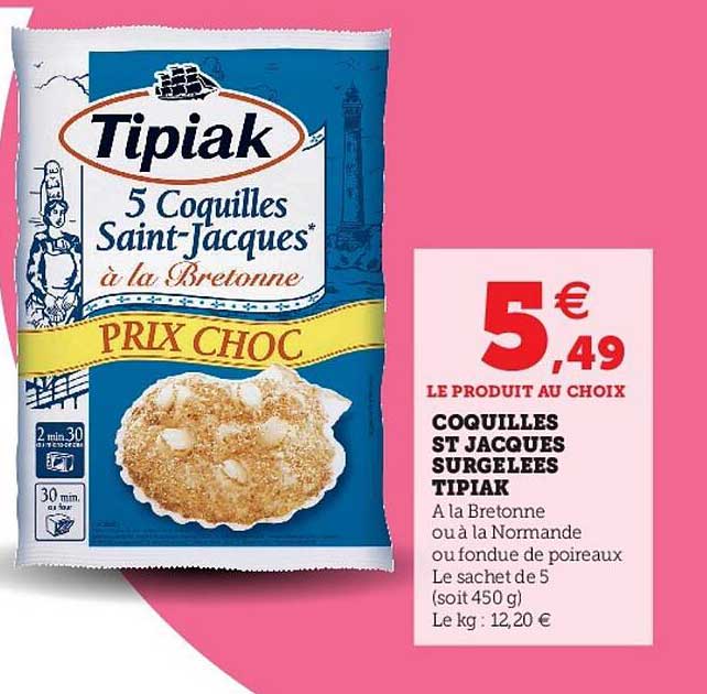 coquilles st jacques surgelées tipiak