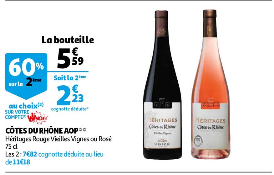 côtes du rhône aop héritages rouge vieilles vignes ou rosé