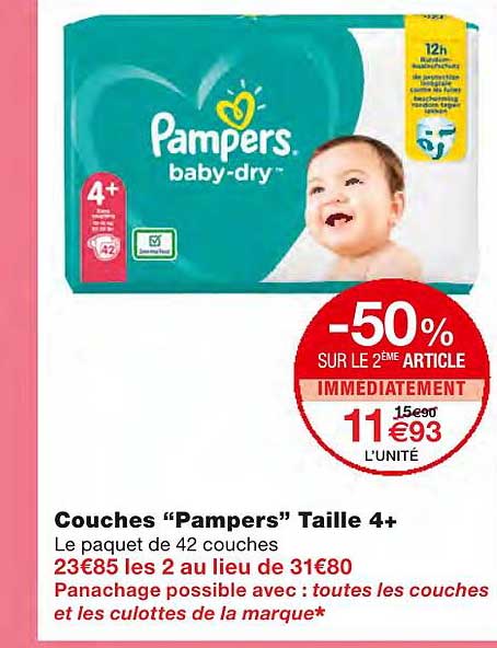 Couches "pampers" Taille 4+