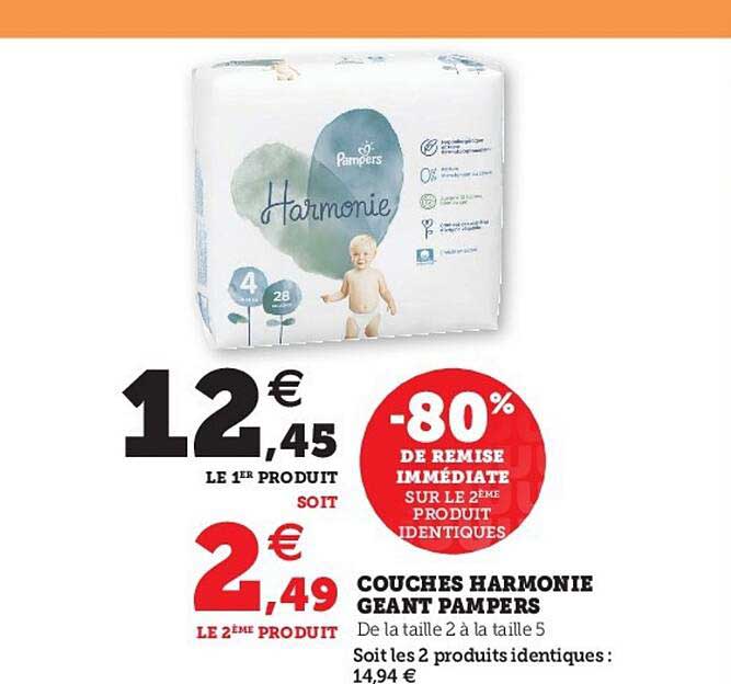 Couches Harmonie Géant Pampers