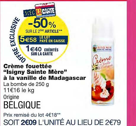 crème fouettée "isigny sainte mère" à la vanille de madagascar