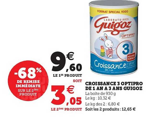croissance 3 optipro de 1 an à 3 ans guigoz
