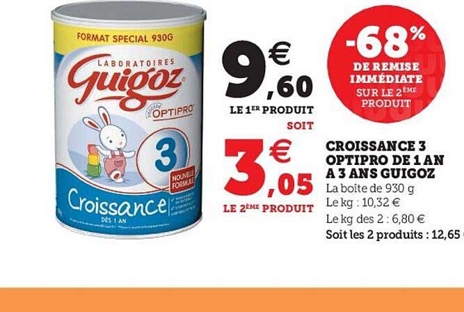 croissance 3 optipro de 1 an à 3 ans guigoz