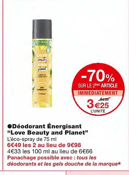 déodorant énergisant "love beauty and planet"