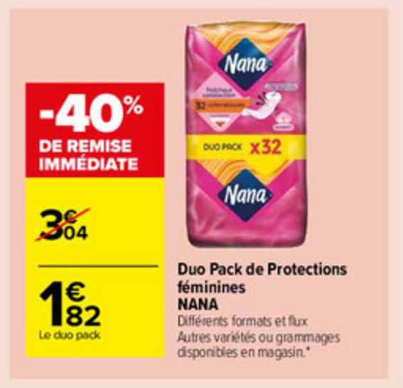 duo pack de protections féminines nana