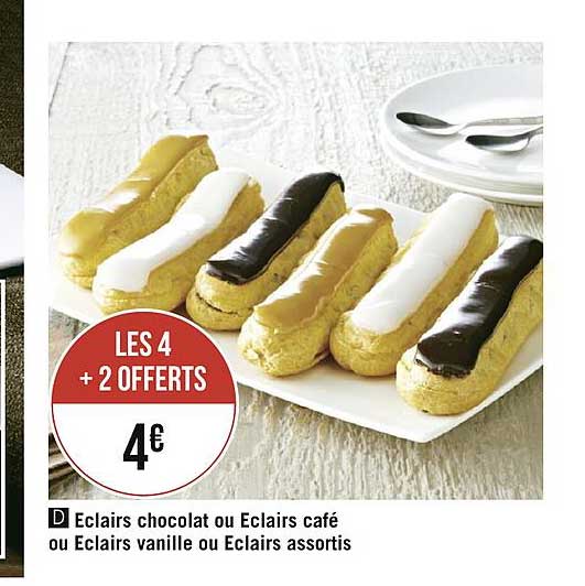 éclairs Chocolat Ou éclairs Café Ou éclairs Vanille Ou éclairs Assortis