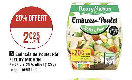 émincés de poulet rôti fleury michon