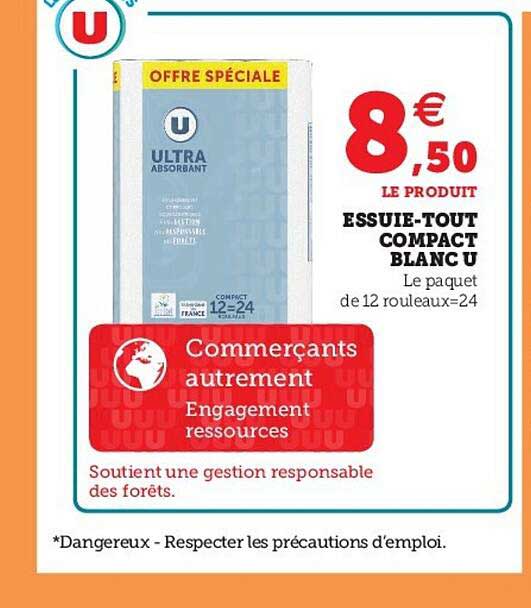 essuie-tout compact blanc u