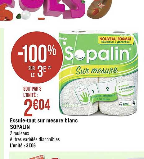 essuie-tout sur mesure blanc sopalin