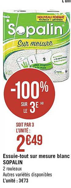 essuie-tout sur mesure blanc sopalin