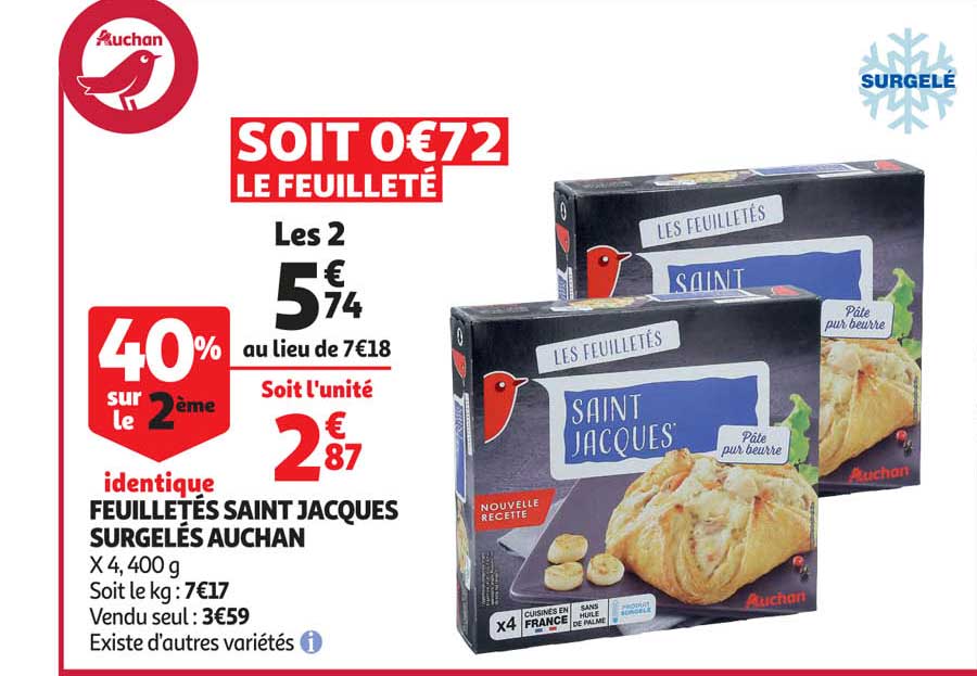 feuilletés saint jacques surgelés auchan