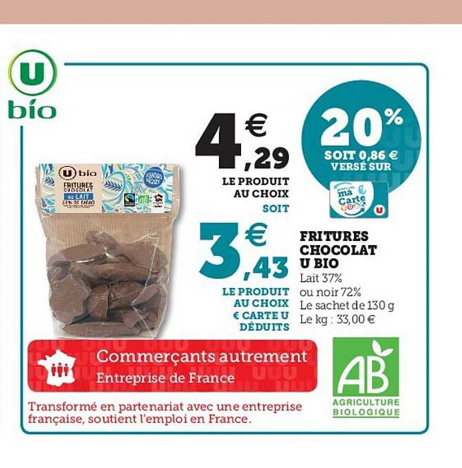 fritures chocolat u bio