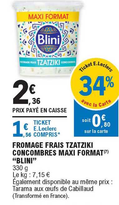 Fromage Frais Tzatziki Concombres Maxi Format "blini"