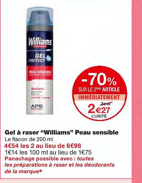gel à raser "williams" peau sensible