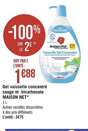 gel vaisselle concentré sauge et bicarbonate maison net