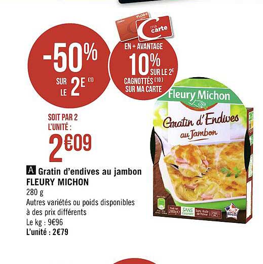 gratin d'endives au jambon fleury michon