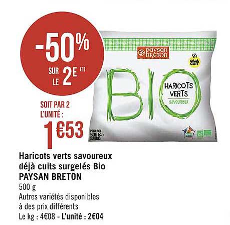haricots verts savoureux déjà cuits surgelés bio paysan breton