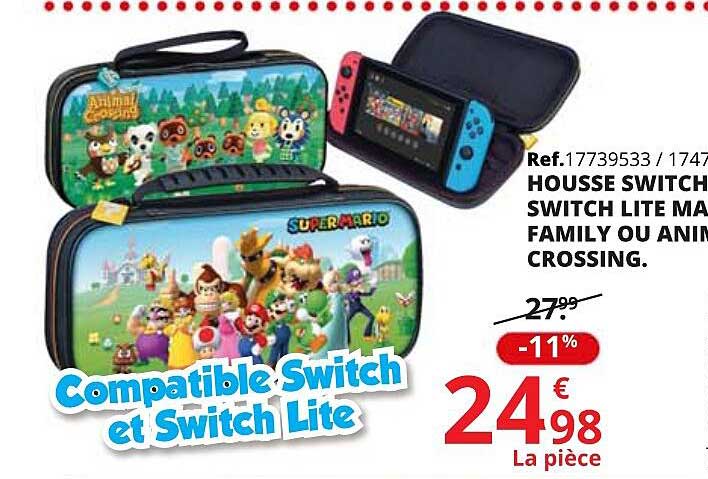 housse switch switch lite mario family ou animal crossing
