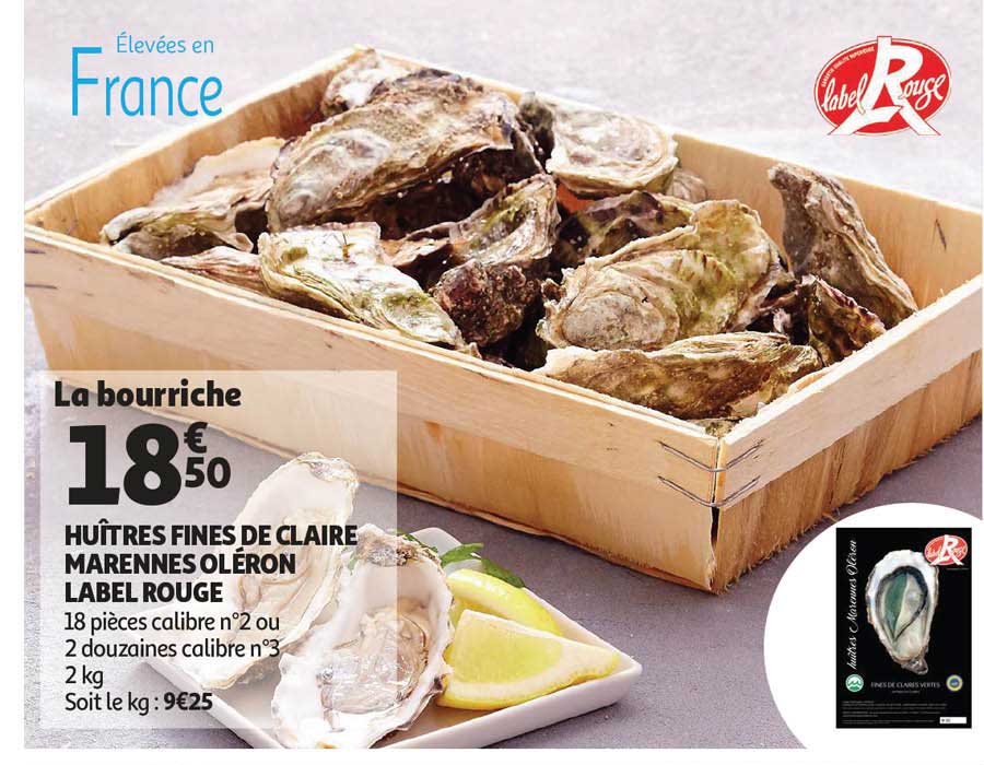 huîtres fines de claire marennes oléron label rouge