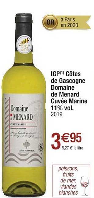 igp côtes de gascogne domaine de menard cuvée marine