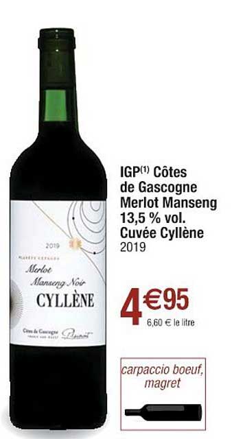 igp côtes de gascogne merlot manseng 13,5% vol. cuvée cyllène