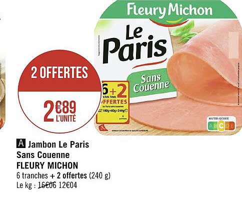 jambon le paris sans couenne fleury michon