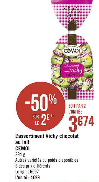 l'assortiment vichy chocolat au lait cémoi