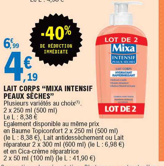 lait corps "mixa intensif peaux sèches"
