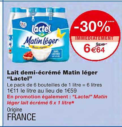 lait demi-écrémé matin léger "lactel"