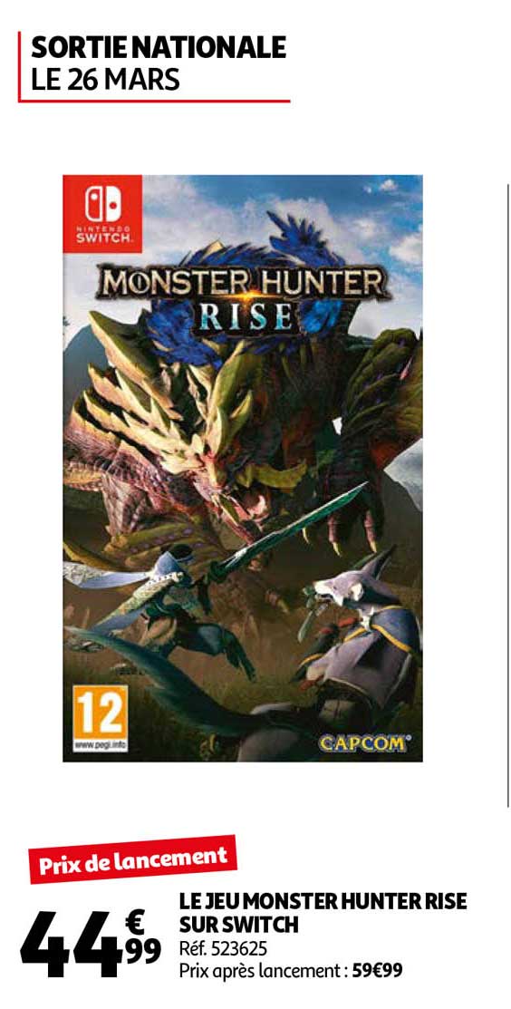 le jeu monster hunter rise sur switch