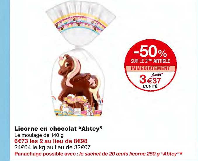 licorne en chocolat "abtey"
