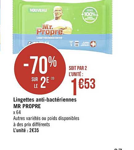 lingettes anti-bactériennes mr propre